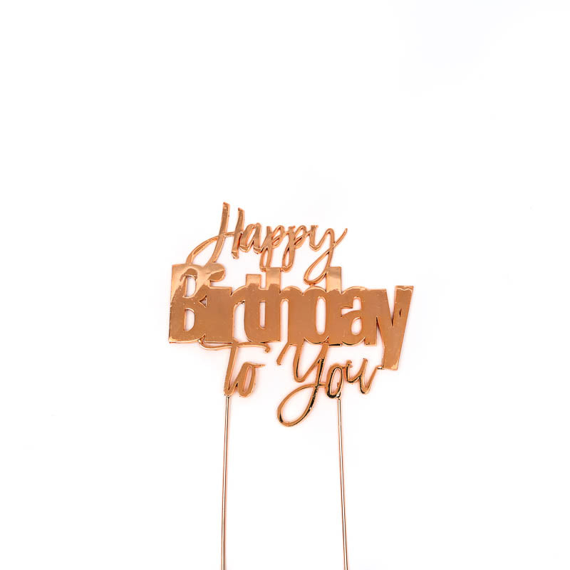 ROSE GOLD Metal Cake Topper - HAPPY BIRTHDAY TO YOU
