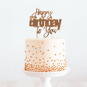 ROSE GOLD Metal Cake Topper - HAPPY BIRTHDAY TO YOU