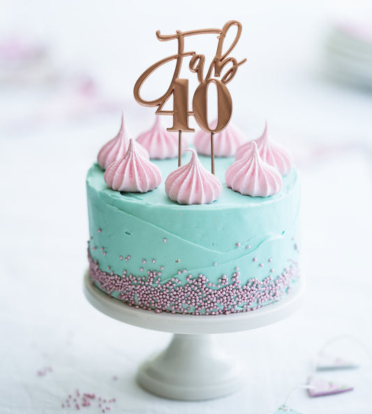 ROSE GOLD Metal Cake Topper - Fab 40th