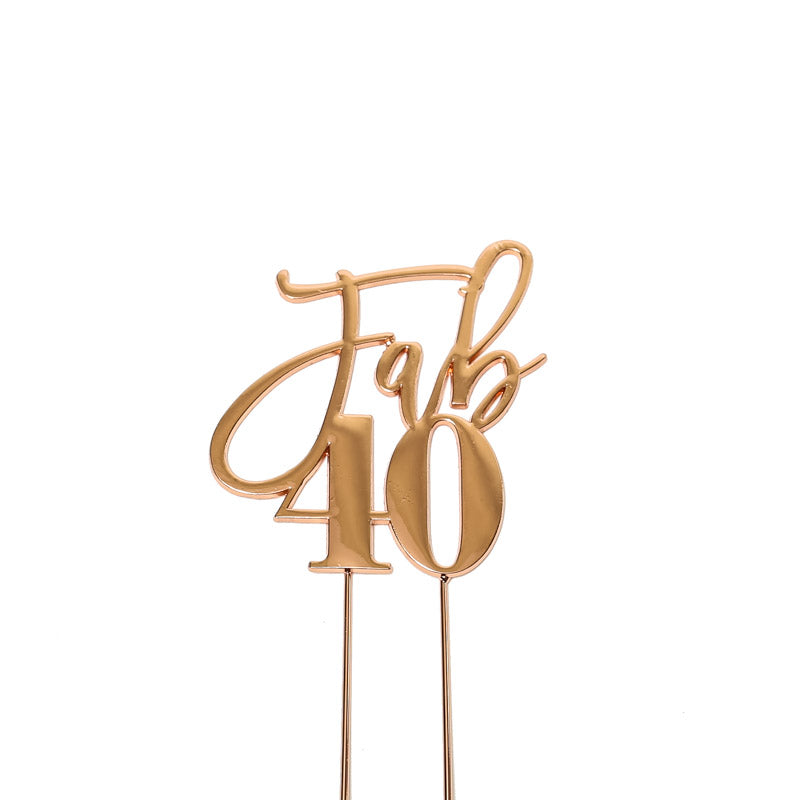 ROSE GOLD Metal Cake Topper - Fab 40th