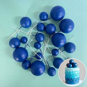Royal Blue Deco Foam Ball Round Cake Topper (20 piece)