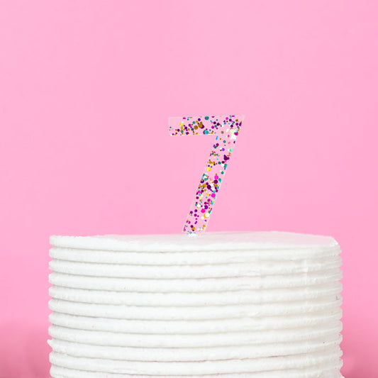 Rainbow Glitter NUMBER 7 Cake Topper