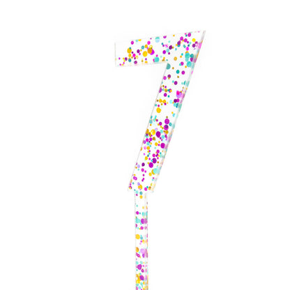 Rainbow Glitter NUMBER 7 Cake Topper