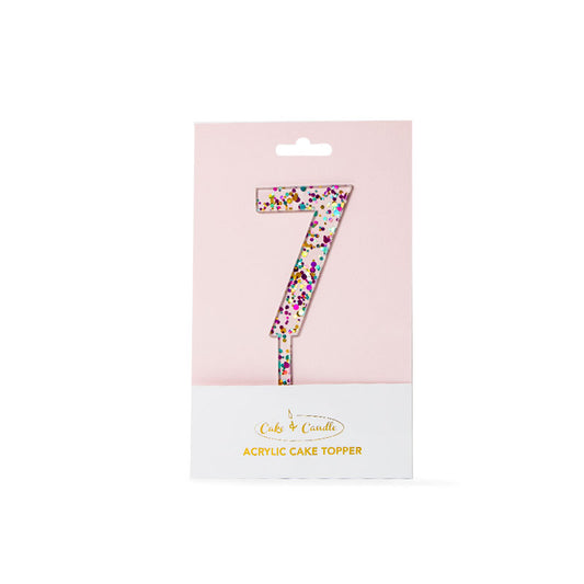 Rainbow Glitter NUMBER 7 Cake Topper