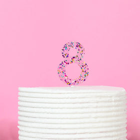 Rainbow Glitter NUMBER 8 Cake Topper