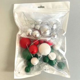 Silver Christmas Deco Foam Ball Round Cake Topper (32 piece)