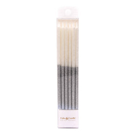 SILVER Glitter Dipped Cake Candles (Pack of 12)