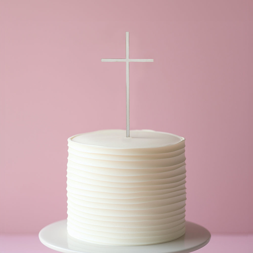 SILVER Metal Cake Topper - FINE CROSS