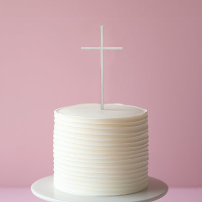 SILVER Metal Cake Topper - FINE CROSS