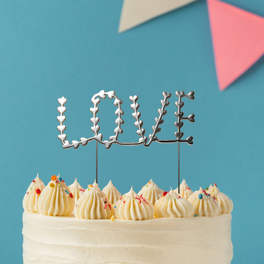 SILVER Metal Cake Topper - LOVE