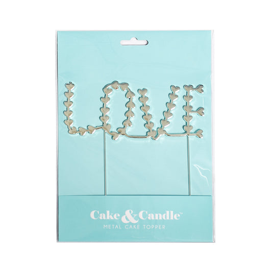 SILVER Metal Cake Topper - LOVE