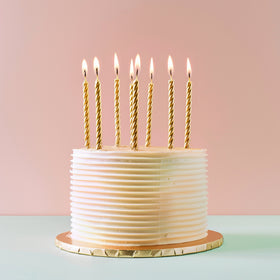 SPIRAL Cake Candles GOLD (Pack of 12)