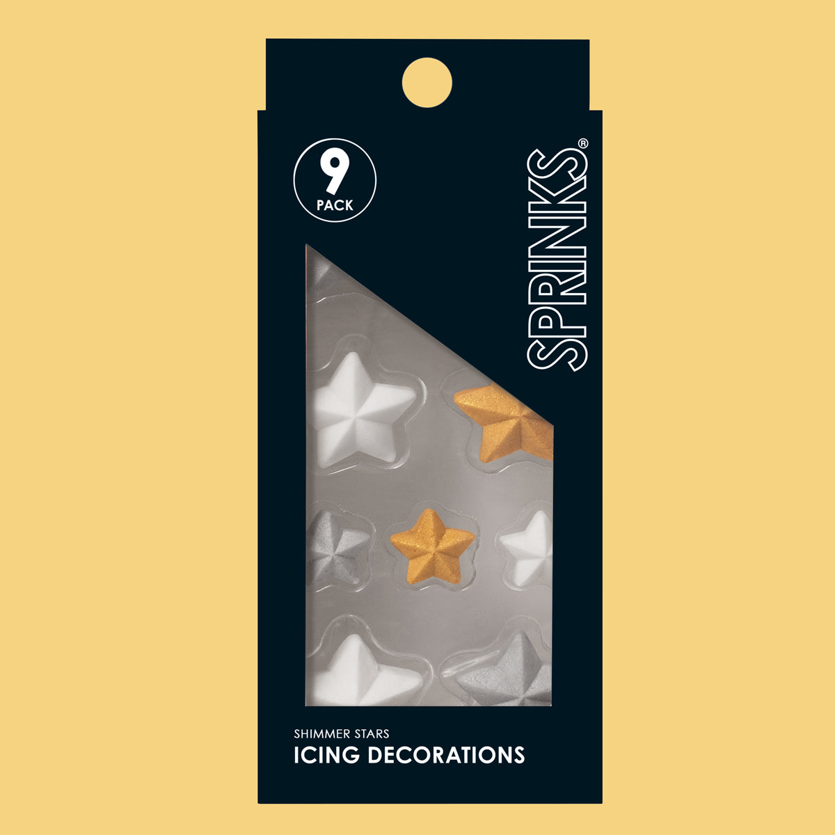 SPRINKS Icing Decorations - SHIMMER STARS (9 pieces) Edible Toppers