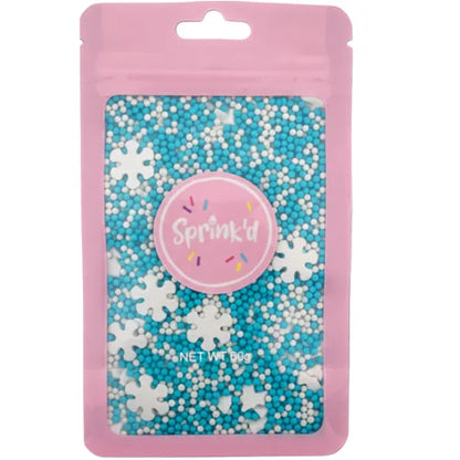 Sprinkd Blue White Christmas Snowflake Mix Sprinkles 60g