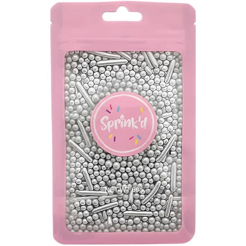 Sprink'd | Silver Metallic Mix Rod Sprinkles | 60g