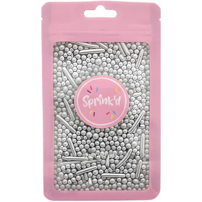 Sprink'd | Silver Metallic Mix Rod Sprinkles | 60g