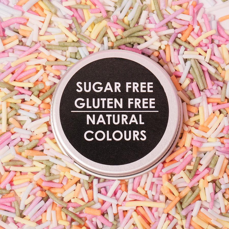 SUGAR FREE Natural Coloured Jimmies - Pastel RAINBOW by SPRINKS 60g