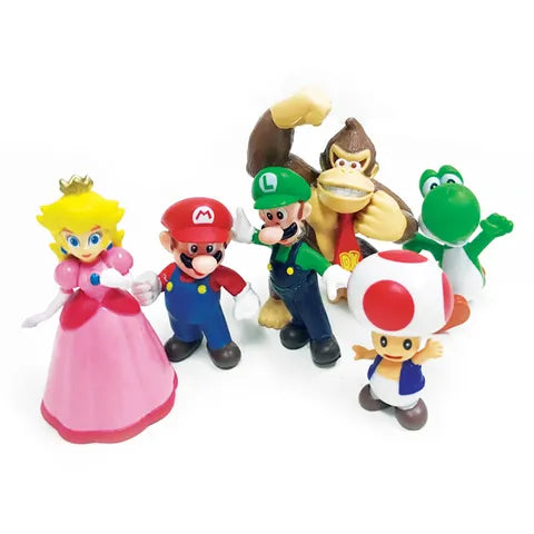 Nintendo Super Mario - Plastic Figurines Cake Cupcake Toppers (6 pieces)