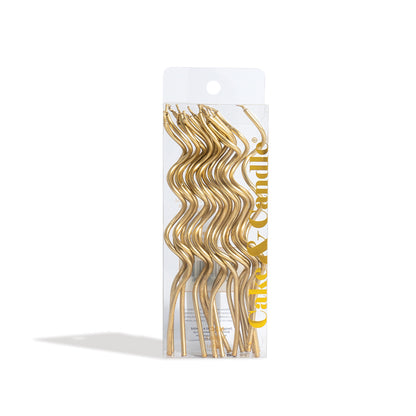 SWIRLY Cake Candles - GOLD - 13cm - Pack of 16