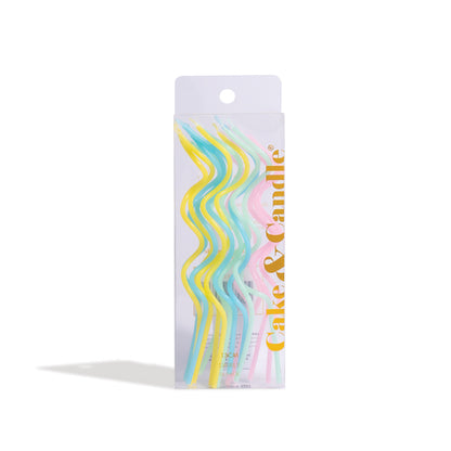 SWIRLY Cake Candles PASTEL RAINBOW - 13cm - Pack of 16