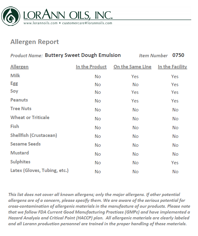 Lorann Baking Emulsion Buttery Sweet Dough 4oz