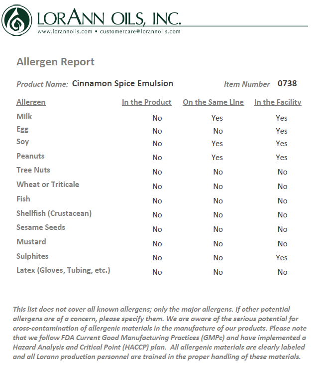 Lorann Baking Emulsion Cinnamon Spice 4oz