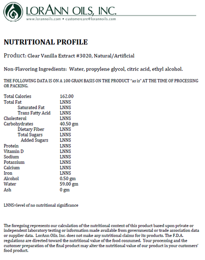 Lorann Clear Vanilla Extract Double Strength (Imitation) 60ml