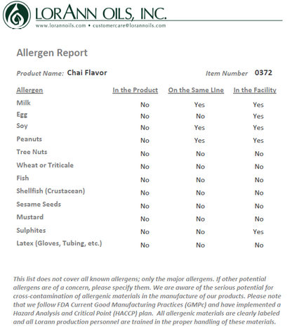 LorAnn Oils Chai Tea Natural Flavouring 1oz (8 dram)