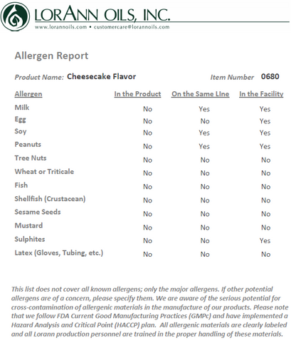 LorAnn Oils Cheese Cake Flavouring 1oz (8 dram)