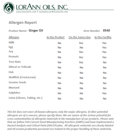 LorAnn Oils Ginger Oil Natural Flavouring 1oz (8 dram)