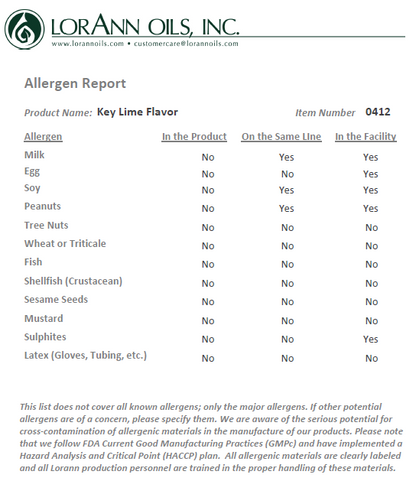 LorAnn Oils Key Lime Natural Flavouring 1oz (8 dram)