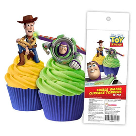 Toy Story Buzz Lightyear & Woody Edible Wafer Cupcake Toppers 16pcs