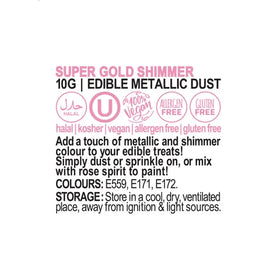 Vivid Metallic Edible Dust Super Gold Shimmer 10g