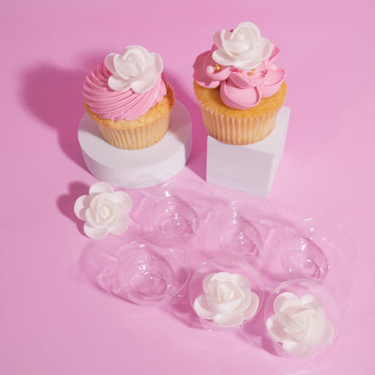 White Wafer Rosettes Flowers (6 Pack) - by Sprinks