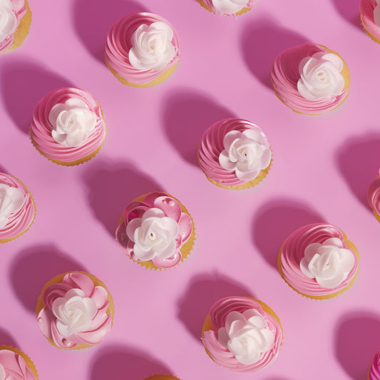 White Wafer Rosettes Flowers (6 Pack) - by Sprinks