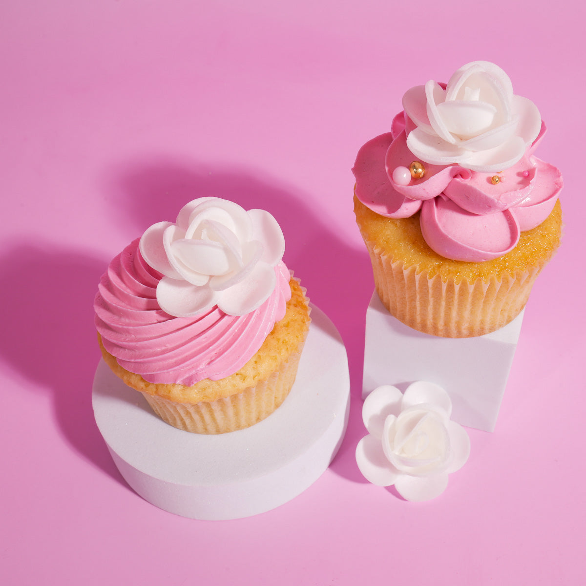 White Wafer Rosettes Flowers (6 Pack) - by Sprinks