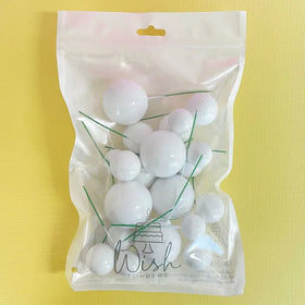 White Deco Foam Ball Round Cake Topper (20 piece)