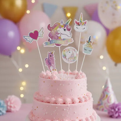 WISH | UNICORN | CAKE CUPCAKES TOPPER SET | 6 PC