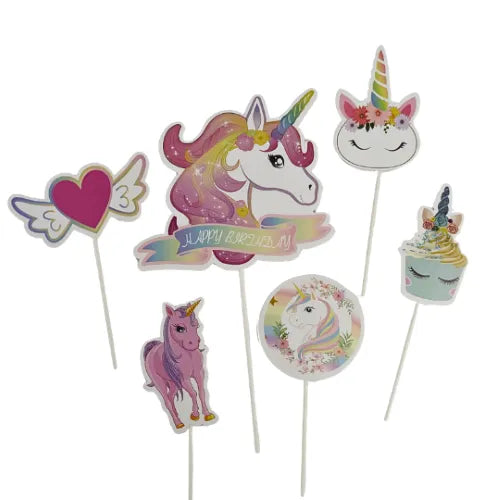 WISH | UNICORN | CAKE CUPCAKES TOPPER SET | 6 PC