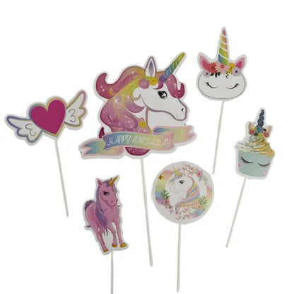 WISH | UNICORN | CAKE CUPCAKES TOPPER SET | 6 PC