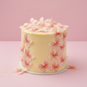 Edible Wafer Cake Cupcake Topper | Peachy Pudding Butterflies - Set of 24