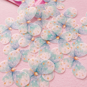 Edible Wafer Cake Cupcake Topper | Pixie Aqua & Gold Butterflies - Set of 24