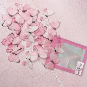Edible Wafer Cake Cupcake Topper | Pretty In Pink Butterfly Butterflies - Set of 24