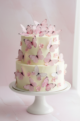 Edible Wafer Cake Cupcake Topper | Pretty In Pink Butterfly Butterflies - Set of 24