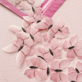 Edible Wafer Cake Cupcake Topper | Vintage Pink Butterflies - Set of 24