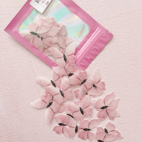 Edible Wafer Cake Cupcake Topper | Vintage Pink Butterflies - Set of 24