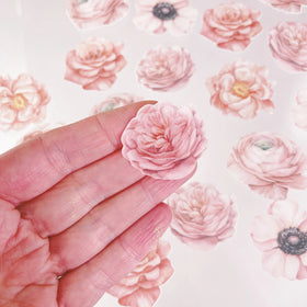 Edible Wafer Cake Cupcake Topper | Wafer Paper Signature Blush Florals Flowers - Set of 24