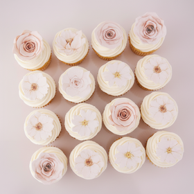 Edible Wafer Cake Cupcake Topper | Wafer Paper Ivory Florals Flowers - Set of 24
