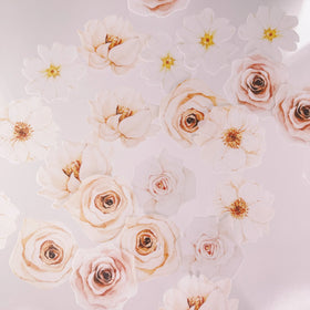Edible Wafer Cake Cupcake Topper | Wafer Paper Ivory Florals Flowers - Set of 24