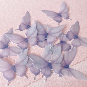 Edible Wafer Cake Cupcake Topper | Lilac Purple Butterfly Butterflies - Set of 15